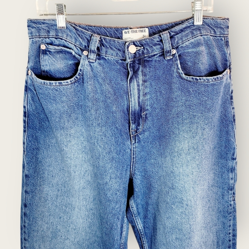Free People We The Free Tinsley Baggy High Rise Straight Leg Distressed Jeans 31 - Picture 5 of 14